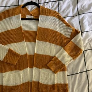 Yellow and cream Striped Cardigan - size medium